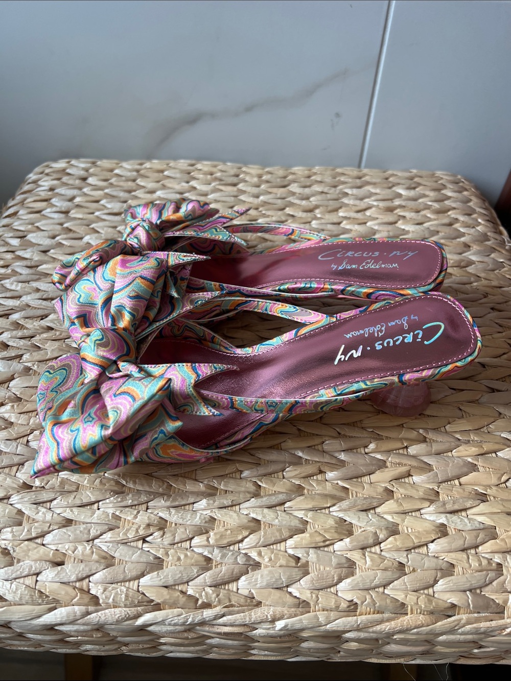Circus NY by Sam Edelman Multicolor Bow Mule Slides size 7.5, 7 1/2